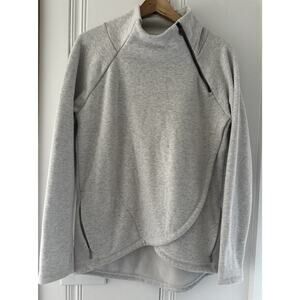 Athleta Cozy Karma Asym Pullover Womens M Gray Fleece Cowl Neck Athleisure